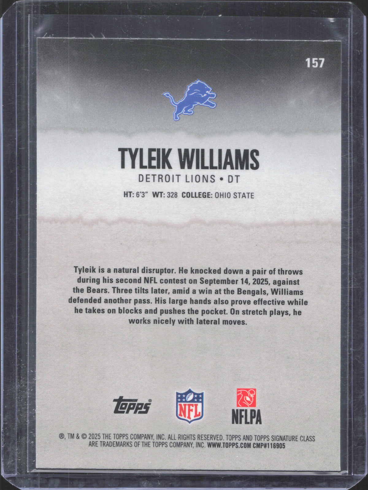2025 Topps Signature Class Tyleik Williams #157 Chrome Magenta Refractor /250