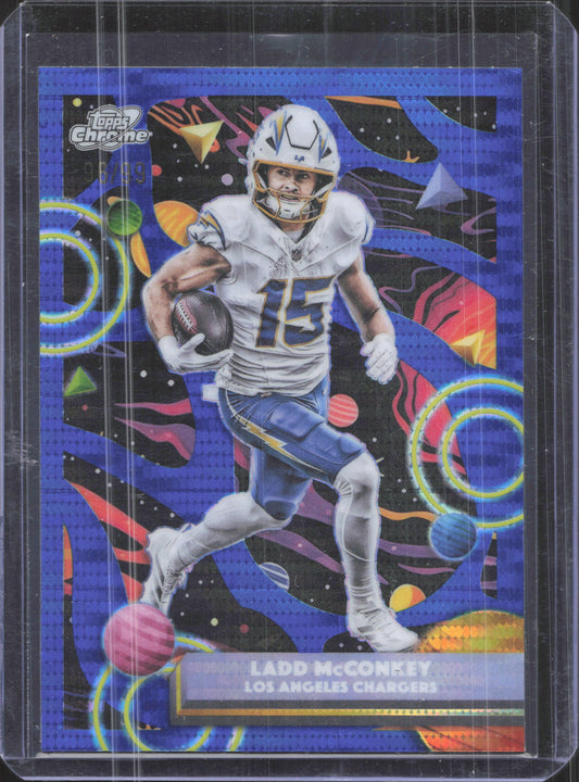 2025 Topps Chrome Cosmic Ladd McConkey #54 Blue Moon Refractor /99