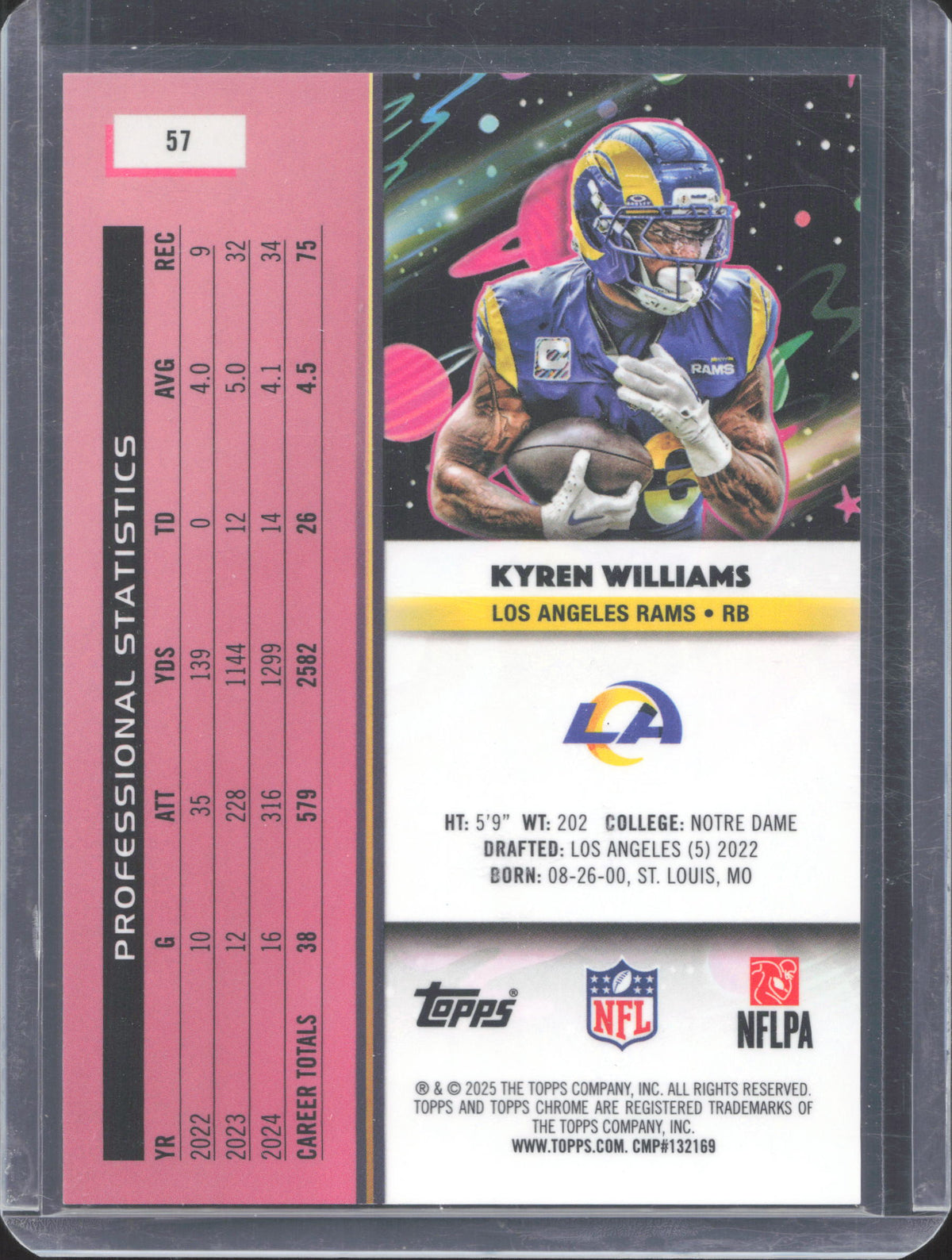 Topps 2025 Topps Chrome Cosmic Kyren Williams #57 Purple Nebula Refractor