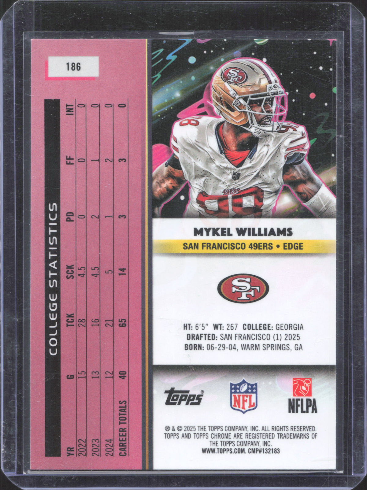 Topps 2025 Topps Chrome Cosmic Mykel Williams #186 White Hole Refractor