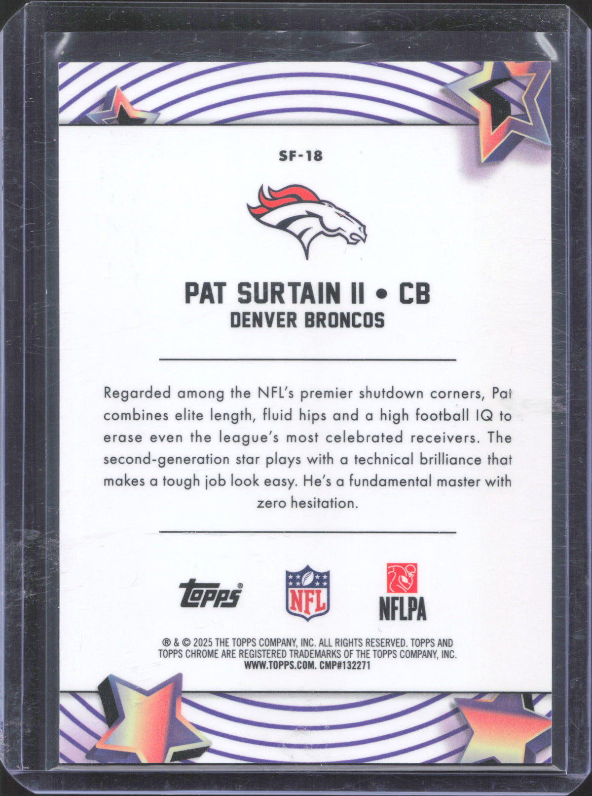 SF-18 Pat Surtain II  2025 Cosmic Chrome Star Refractor Black /10