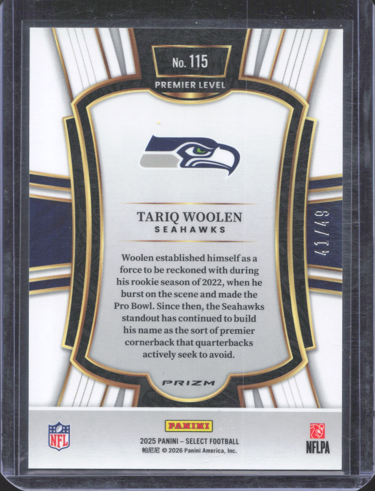 2025 Panini Select Tariq Woolen #115 Red Disco Prizm /49