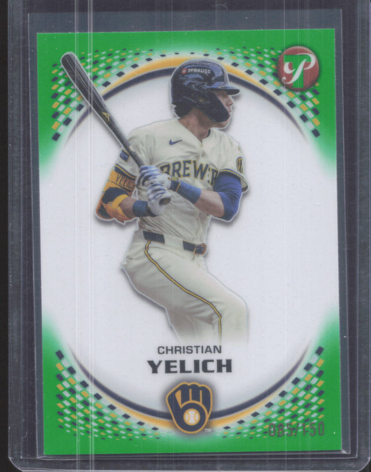 2026 Topps Pristine Christian Yelich #121 Green Refractor /150