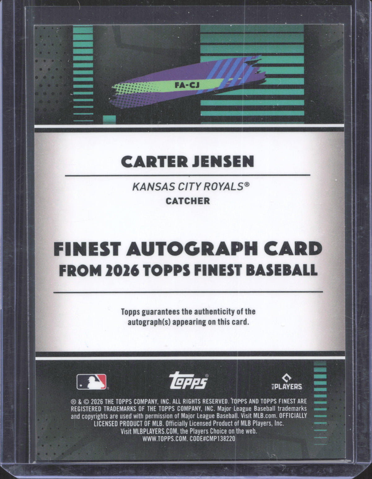 2026 Finest Carter Jensen #FA-CJ Finest Autographs