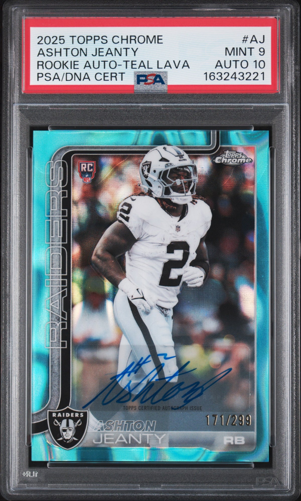 9 TOPPS 2025 Topps Chrome Rookies Autograph Ashton Jeanty #AJ PSA