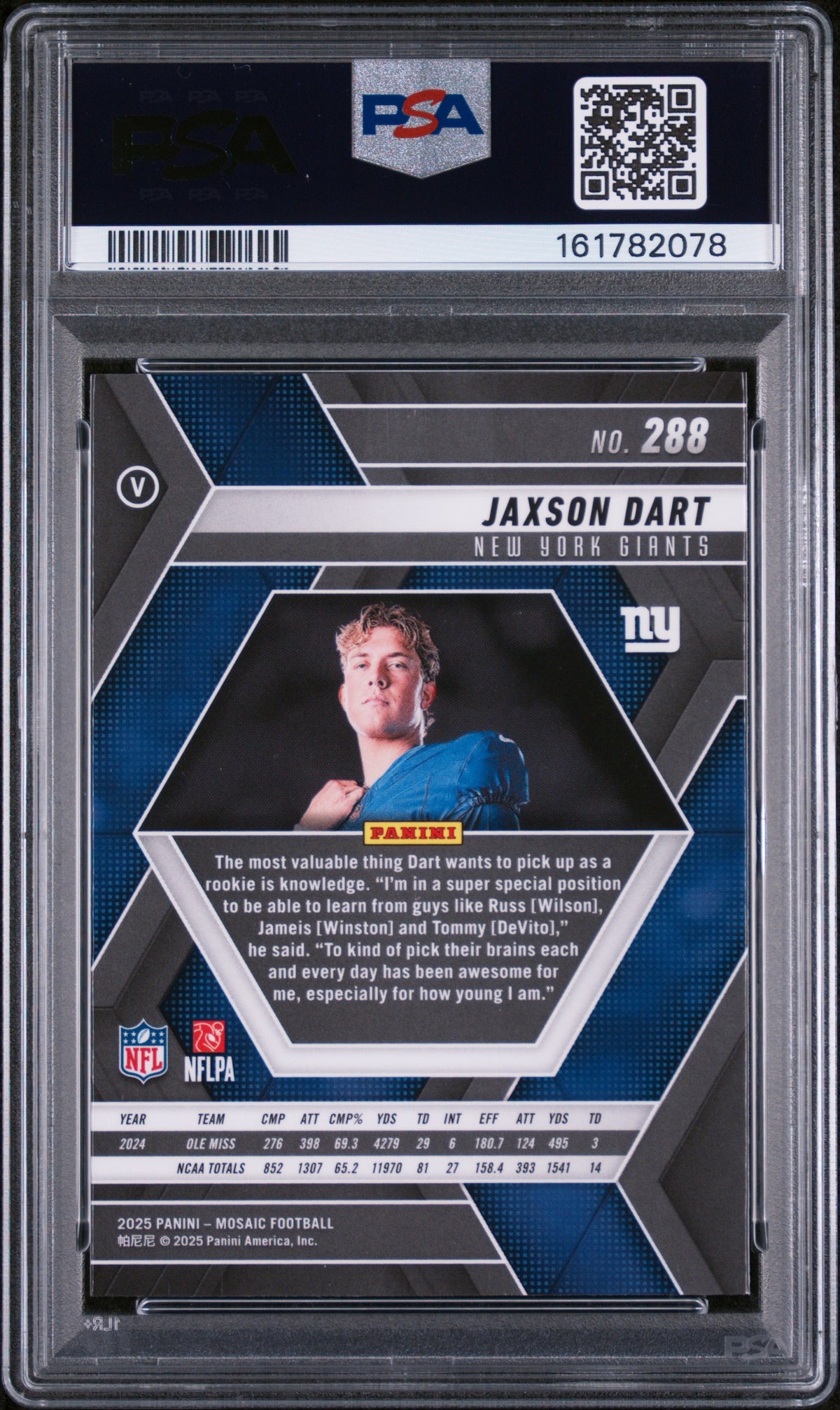 2025 Mosaic Jaxson Dart  Rookie Gem Mt 10