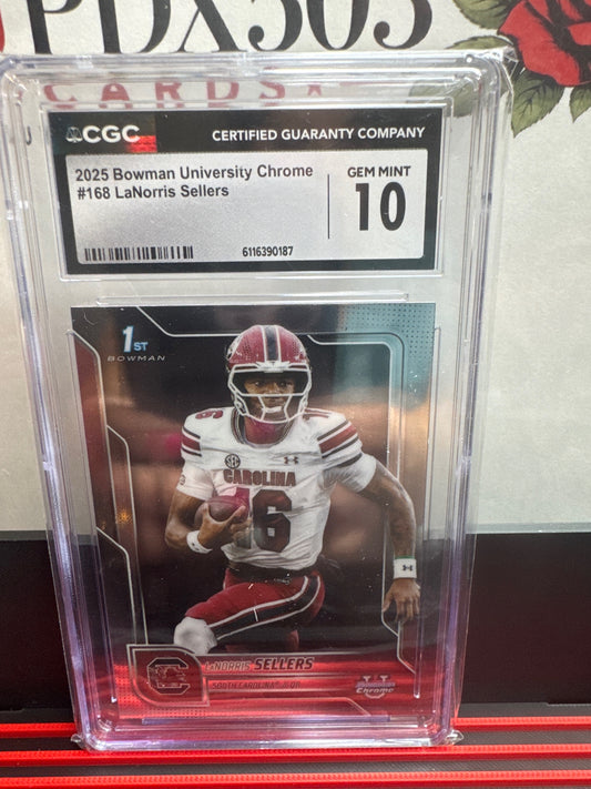 2025 Bowman University Chrome LaNorris Sellers #168 CGC 10