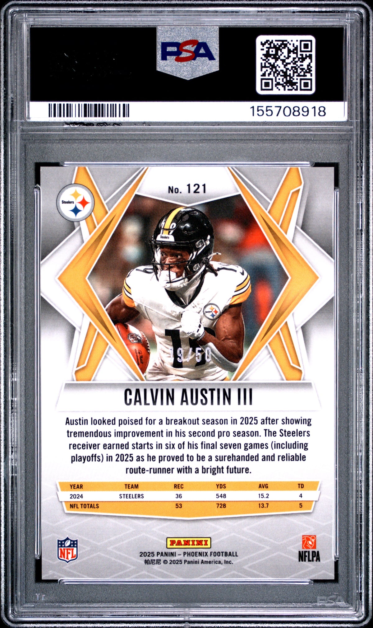 2025 Panini Phoenix Calvin Austin III #121 19/50 Jersey Match