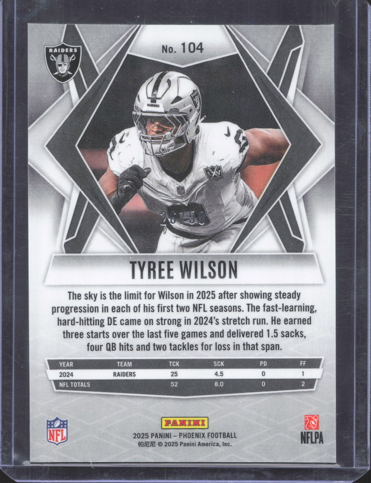 2025 Panini Phoenix Tyree Wilson #104 Blue Prizm 26/50