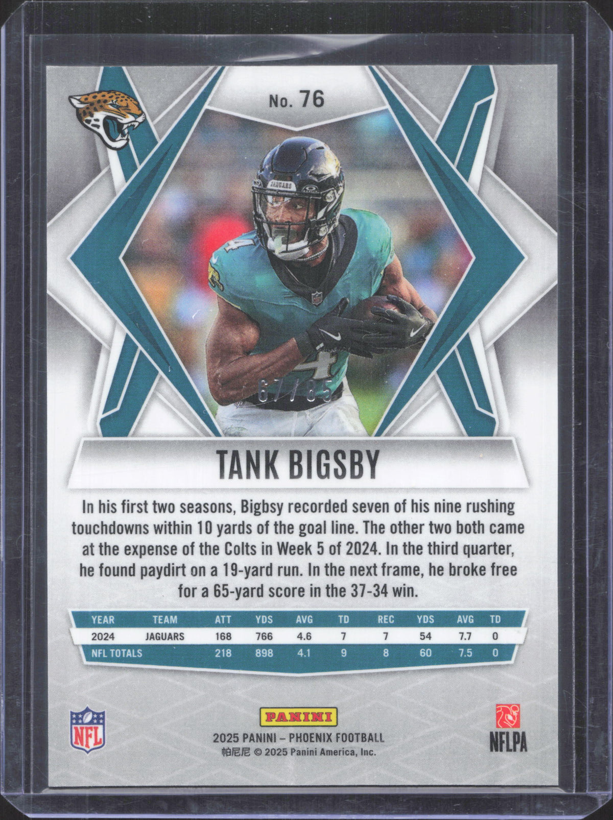 2025 Panini Phoenix Tank Bigsby #76 Light Blue Mojo Prizm 67/85