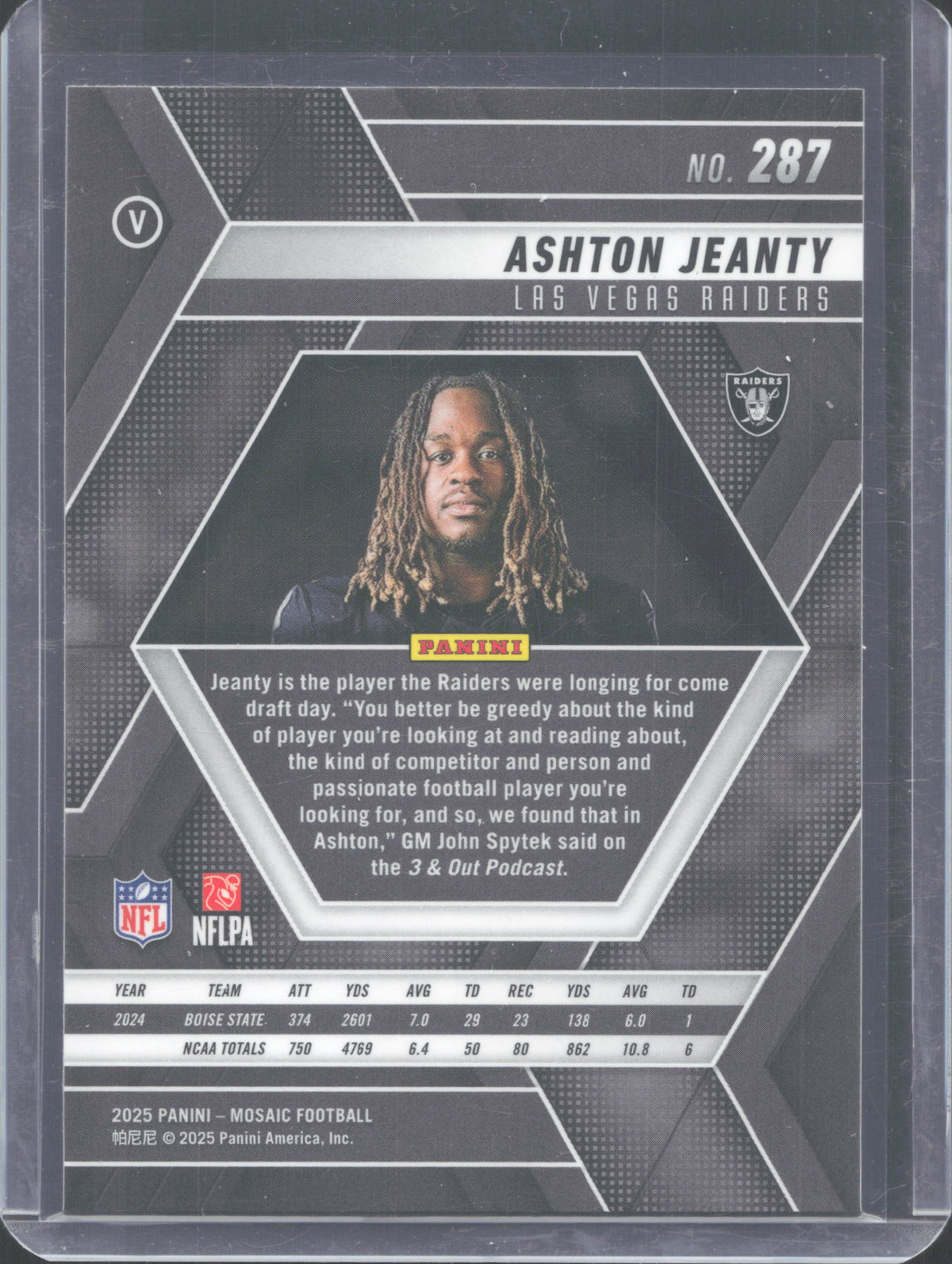 2025 Panini Mosaic Ashton Jeanty #287