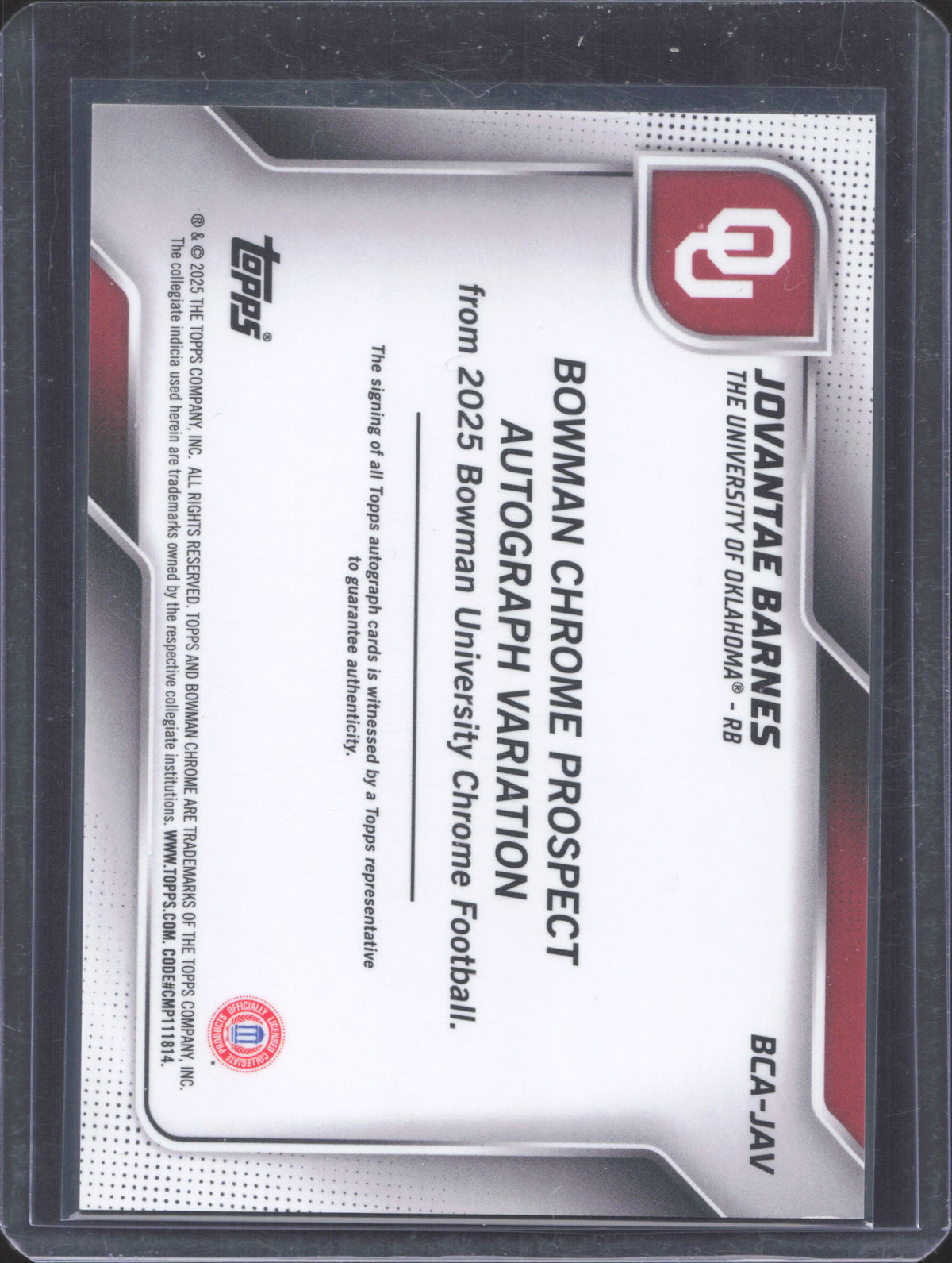 2025 Bowman University Chrome Jovantae Barnes #200 61/99 Auto