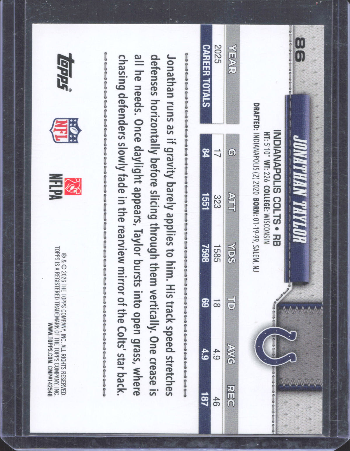 2026 Topps Flagship Jonathan Taylor #86