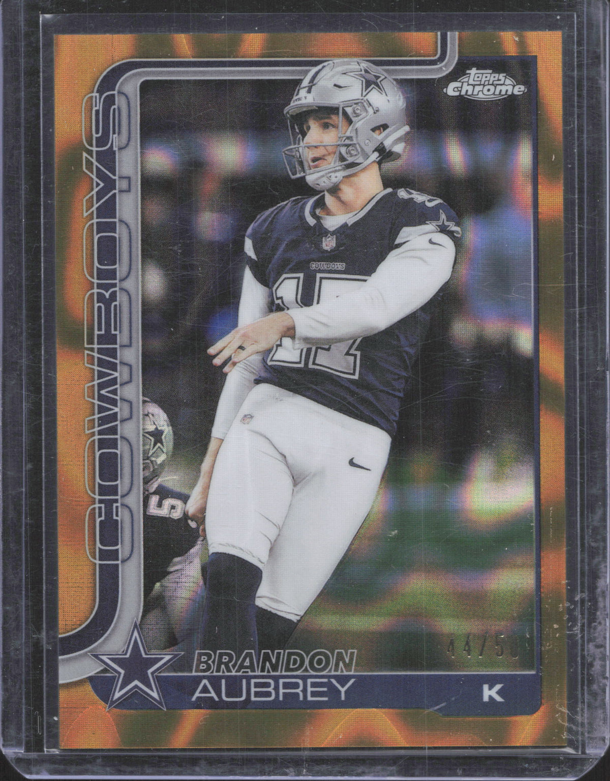 2025 Topps Chrome Brandon Aubrey #81 Gold Wave Refractor 44/50