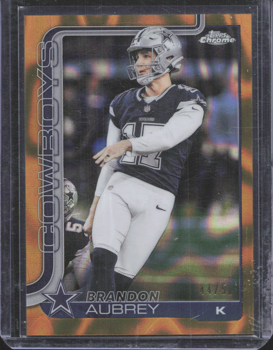 2025 Topps Chrome Brandon Aubrey #81 Gold Wave Refractor 44/50