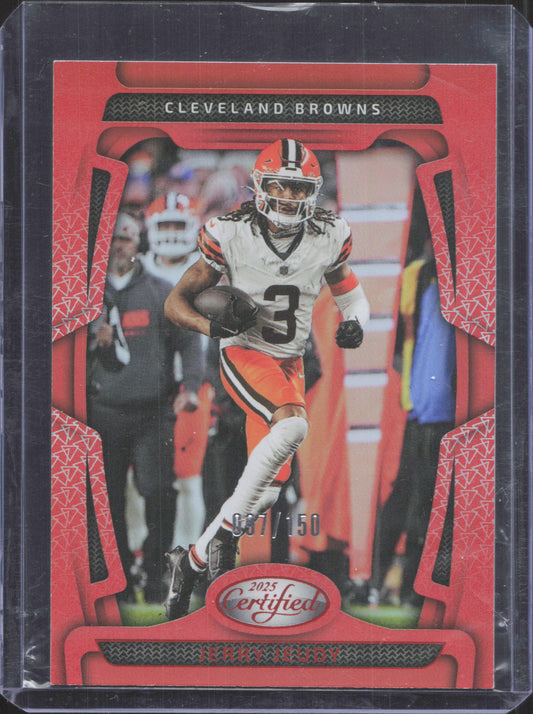 Panini 2025 Panini Certified Jerry Jeudy #24 Mirror Orange 97/150