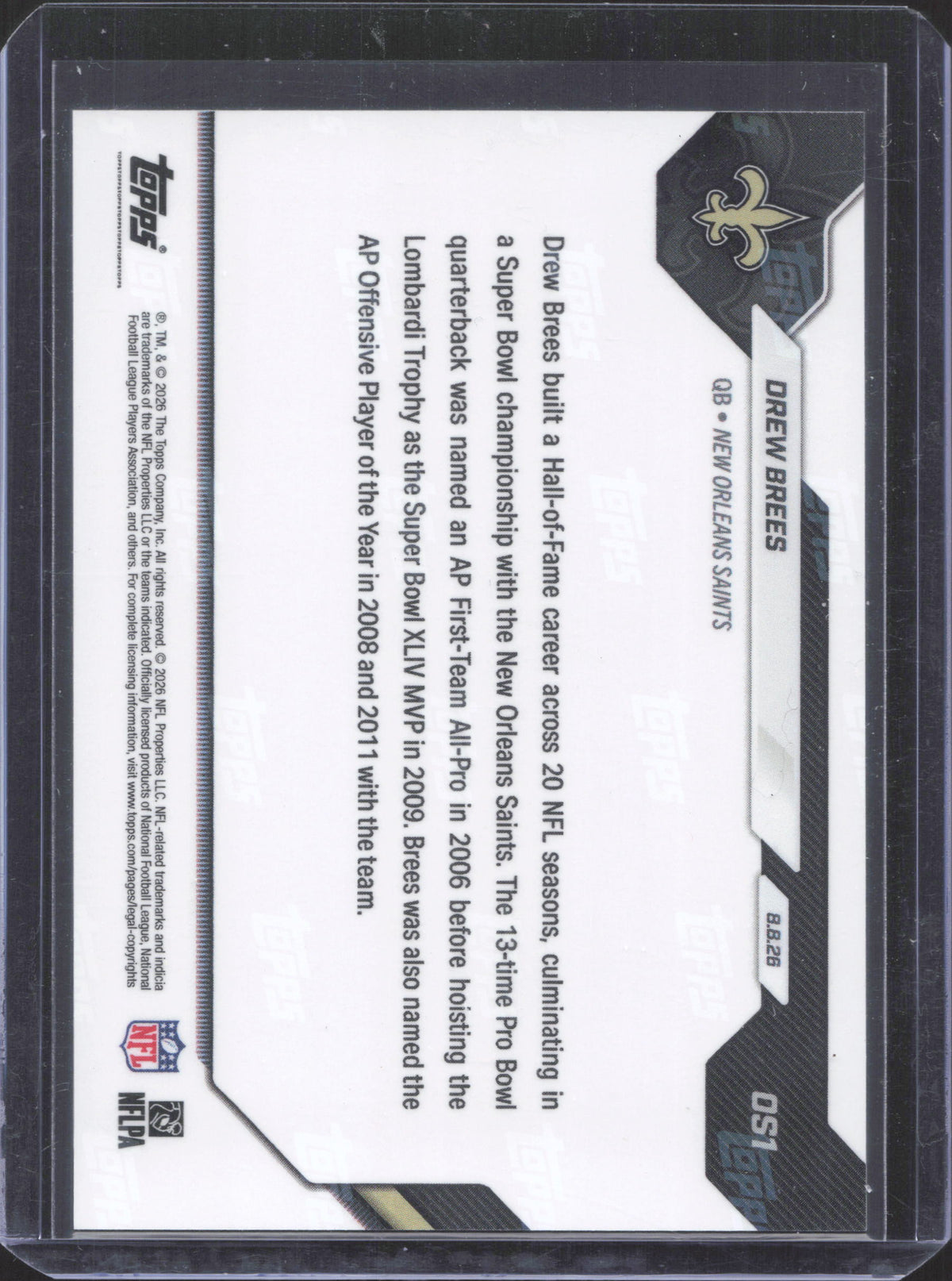 Topps 2026 Topps Now Offseason Drew Brees #OS1