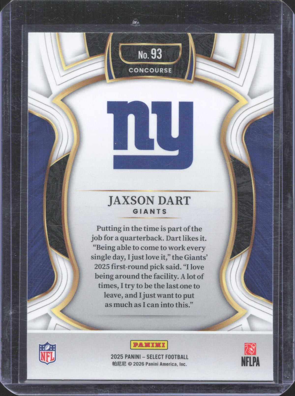 Select 2025 Panini Select Jaxson Dart #93