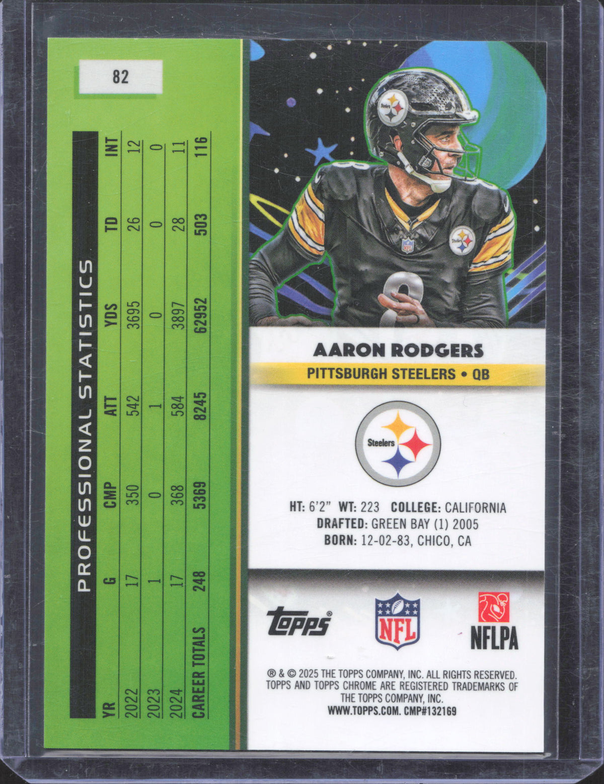 2025 Topps Chrome Cosmic Aaron Rodgers #82 08/75 Jersey Match
