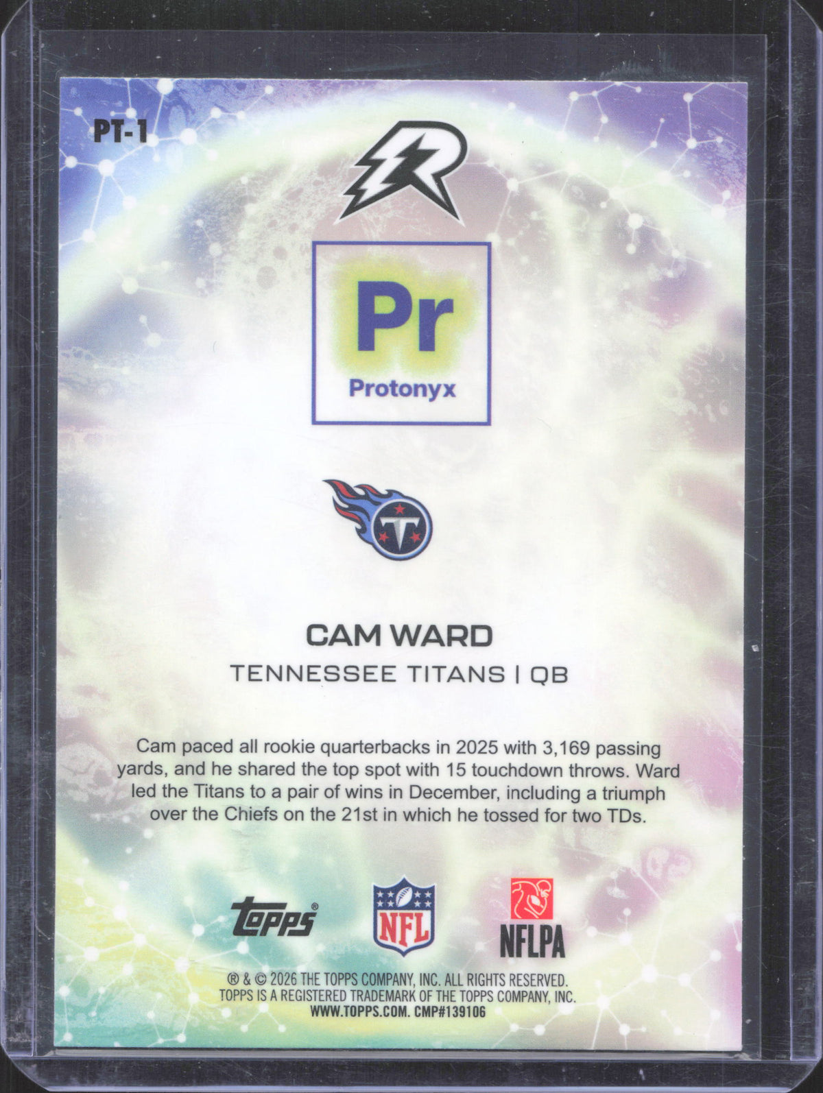 2025 Topps Resurgence Cam Ward #PT-1 Protonyx