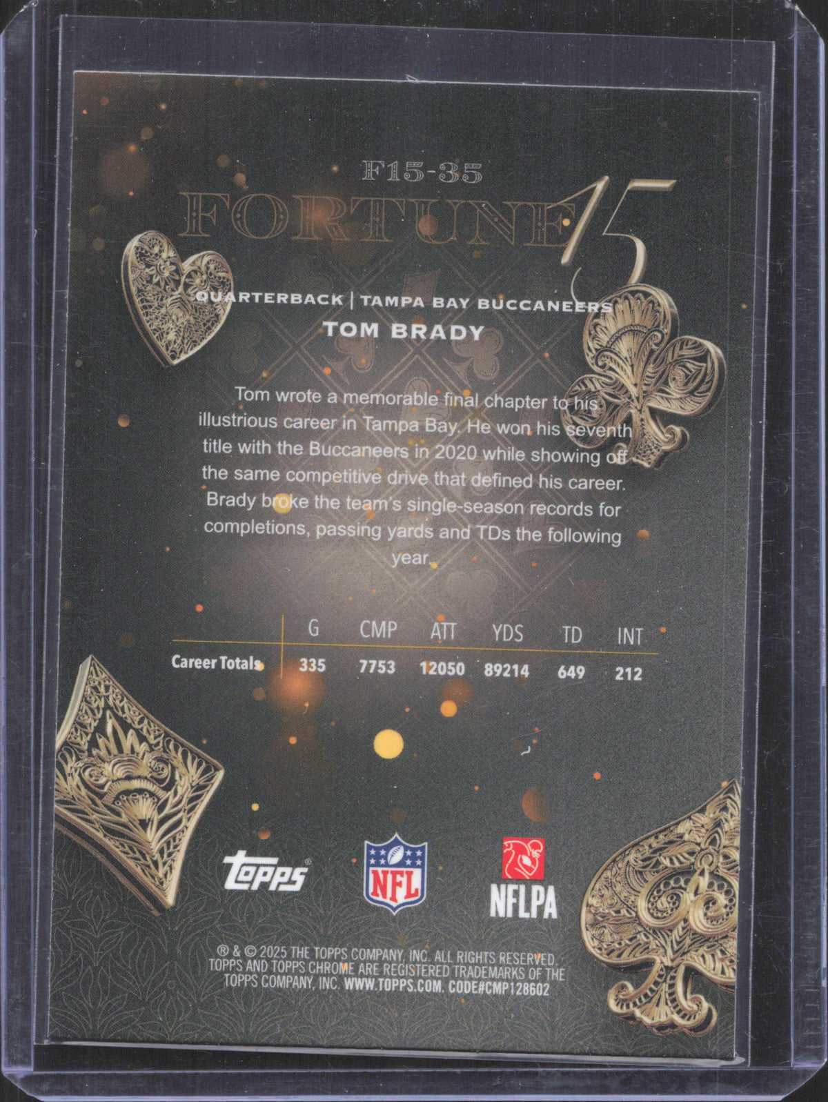 2025 Topps Chrome Tom Brady #F15-35 Fortune 15