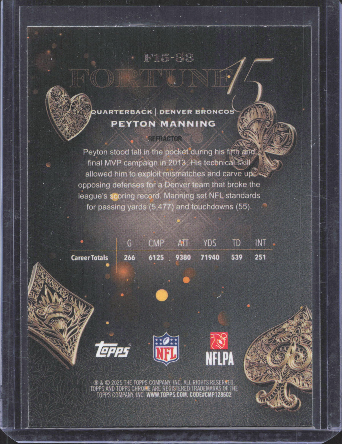 2025 Topps Chrome Peyton Manning #F15-33 Fortune 15