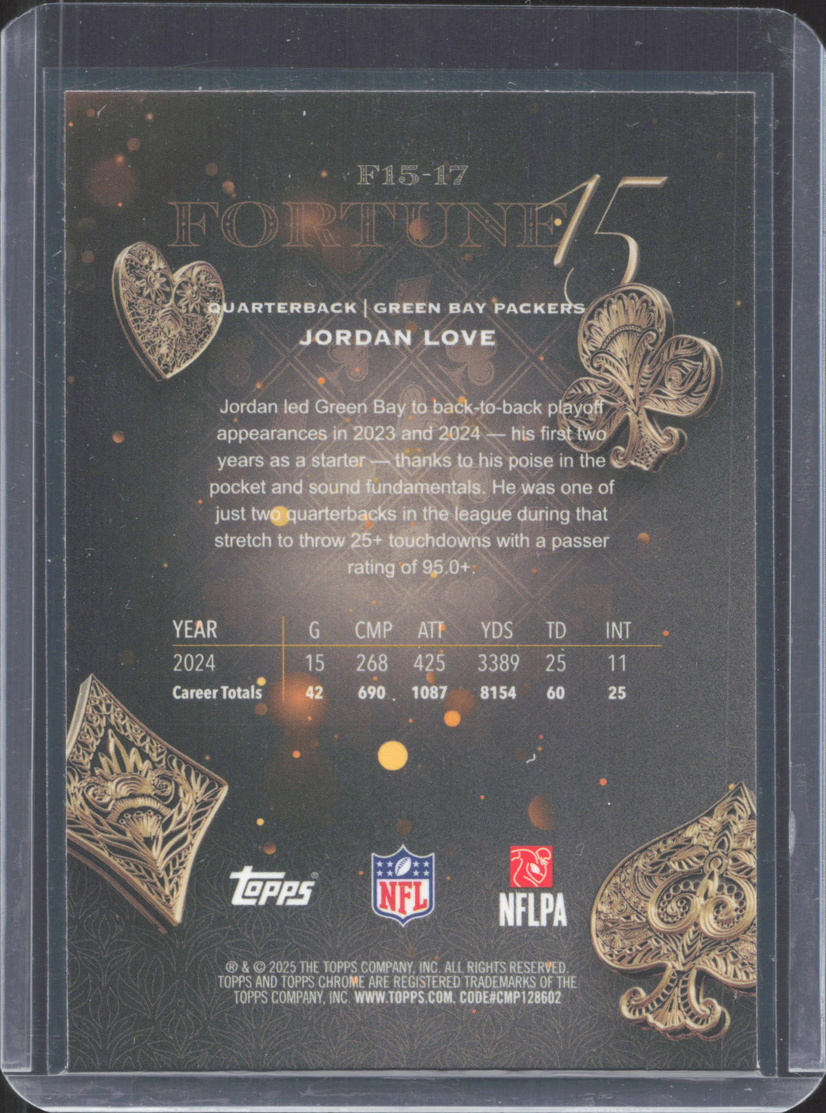 2025 Topps Chrome Jordan Love #F15-17 Fortune 15