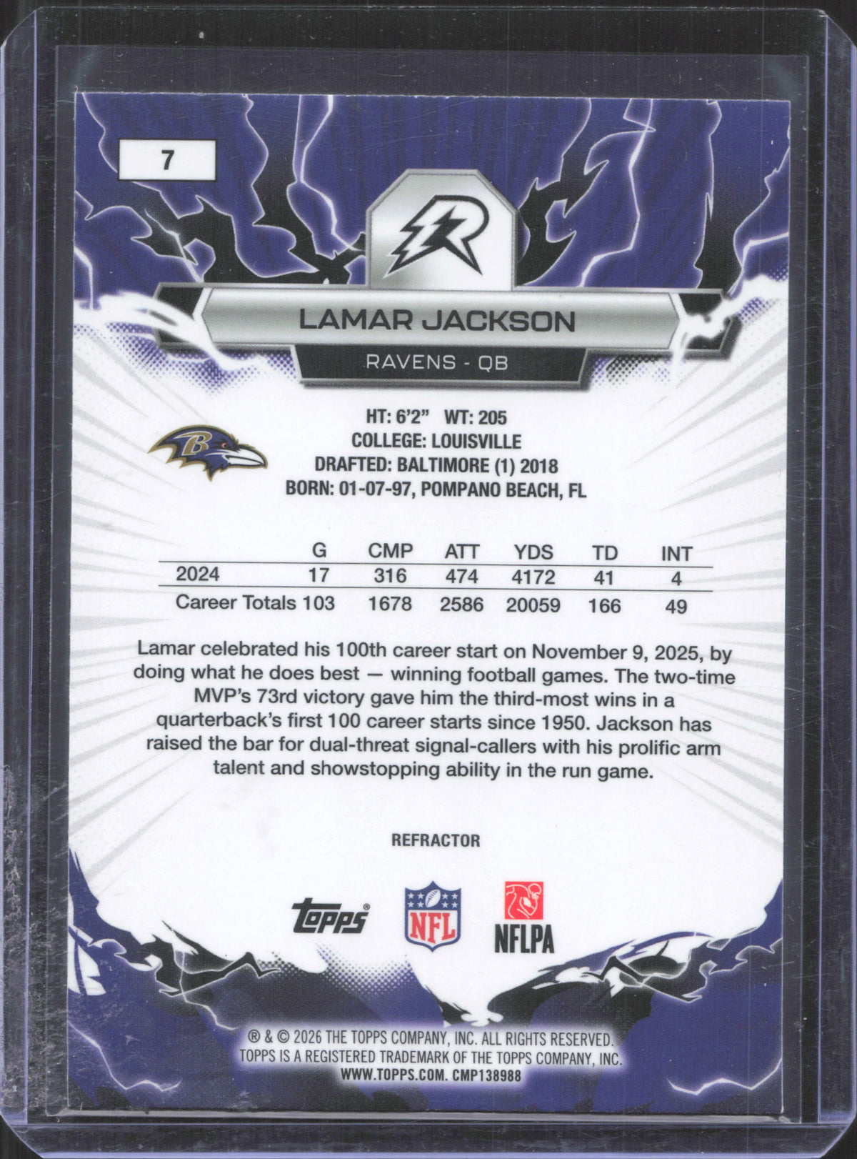 2025 Topps Resurgence Lamar Jackson #7 Refractor