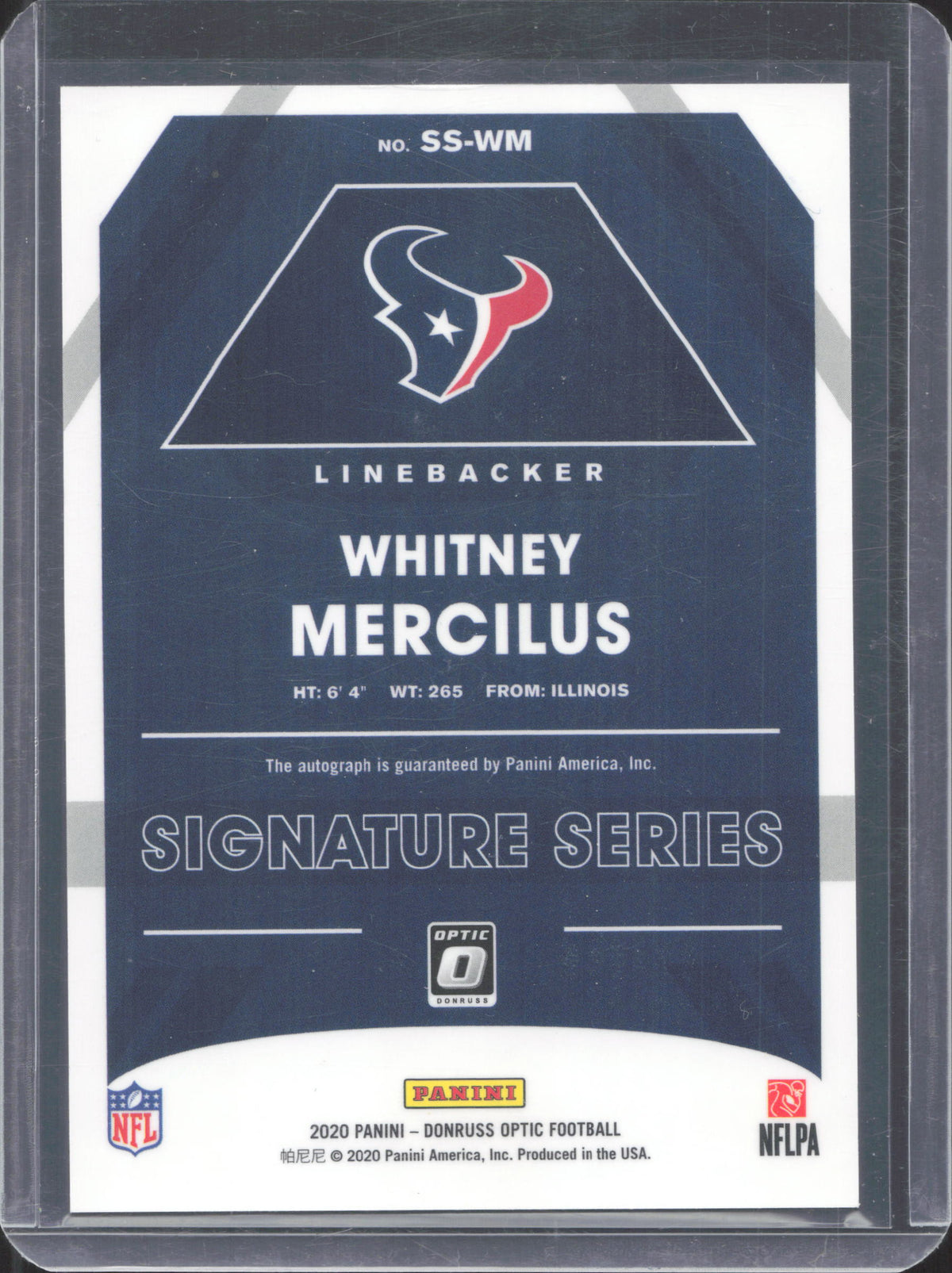 2020 Donruss Optic Whitney Mercilus #SS-WM Signature Series