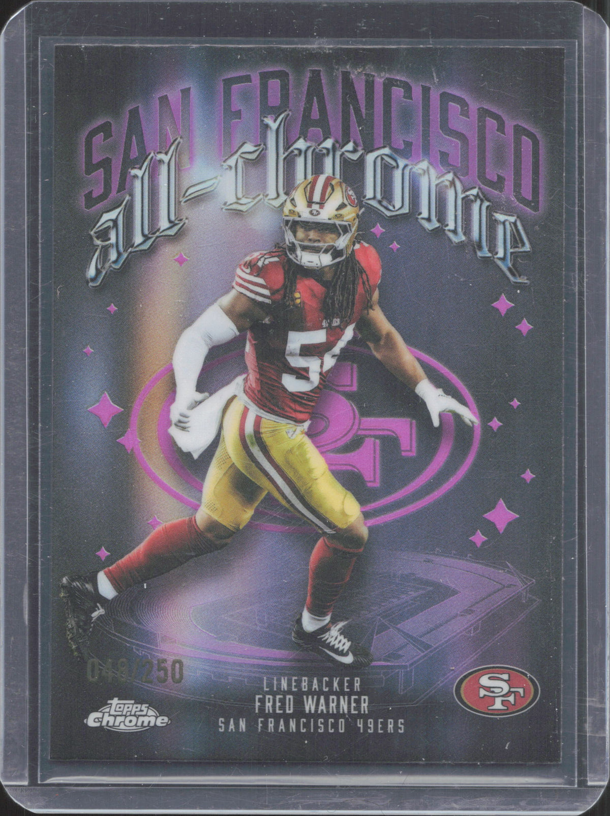 2025 Topps Chrome Fred Warner #ACT-20 All-Chrome Team Refractor 48/250