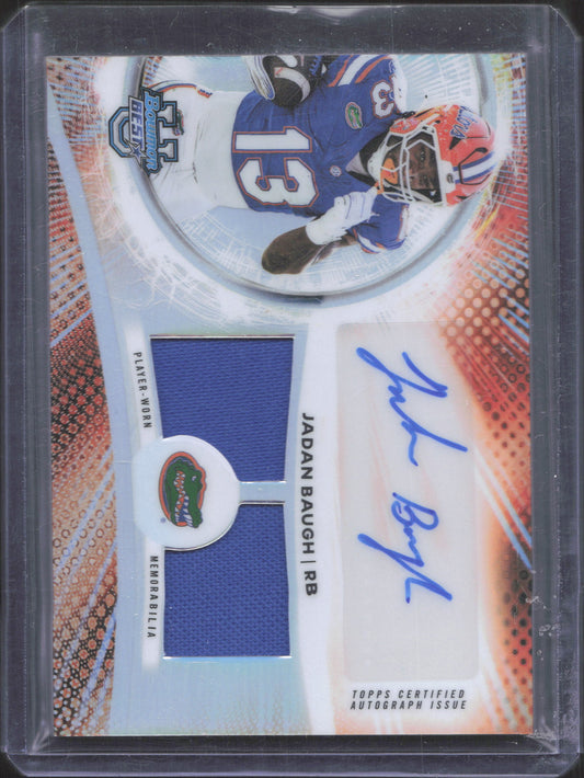 2025 Bowman University Best Jadan Baugh #DRA-JB Prospect Dual Relic Autographs