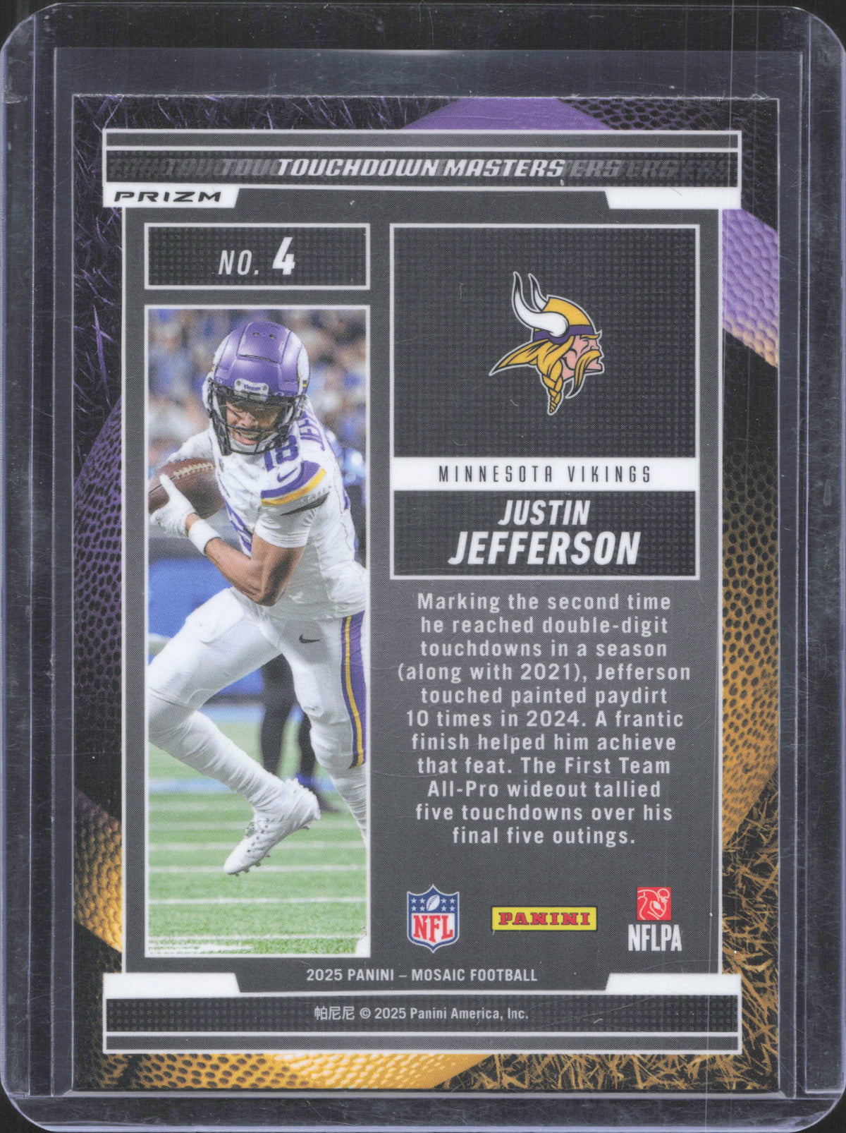 2025 Panini Mosaic Justin Jefferson #4 Touchdown Masters Mosaic