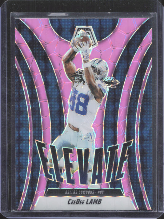 2025 Panini Mosaic CeeDee Lamb #12 Elevate Mosaic Pink Fluorescent