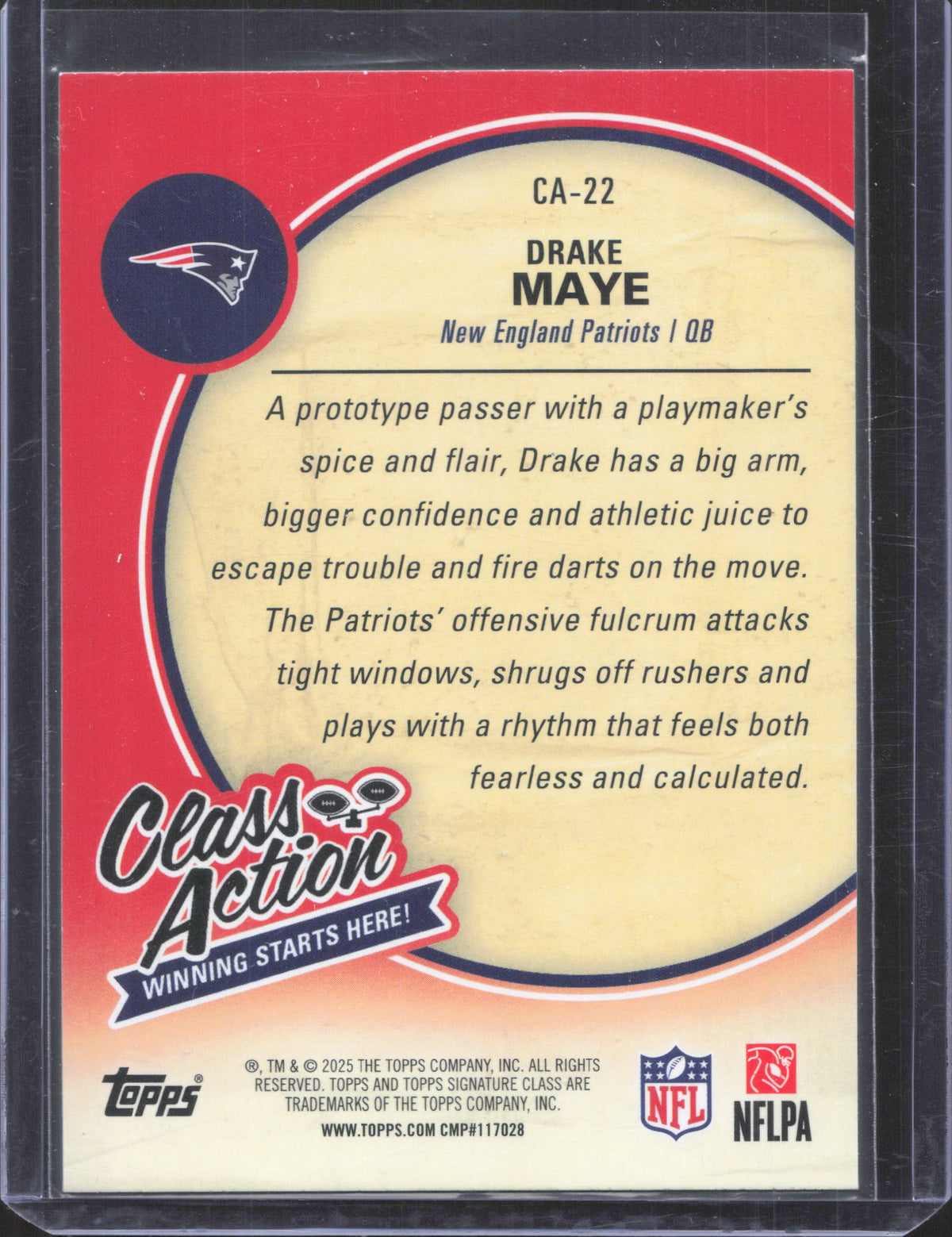 2025 Topps Signature Class Drake Maye #CA-22 Class Action