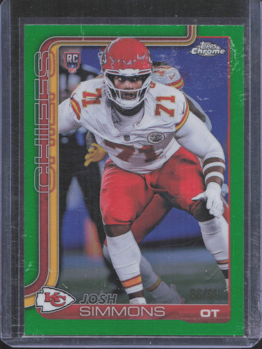 2025 Topps Chrome Josh Simmons #304 Green Refractor 66/99