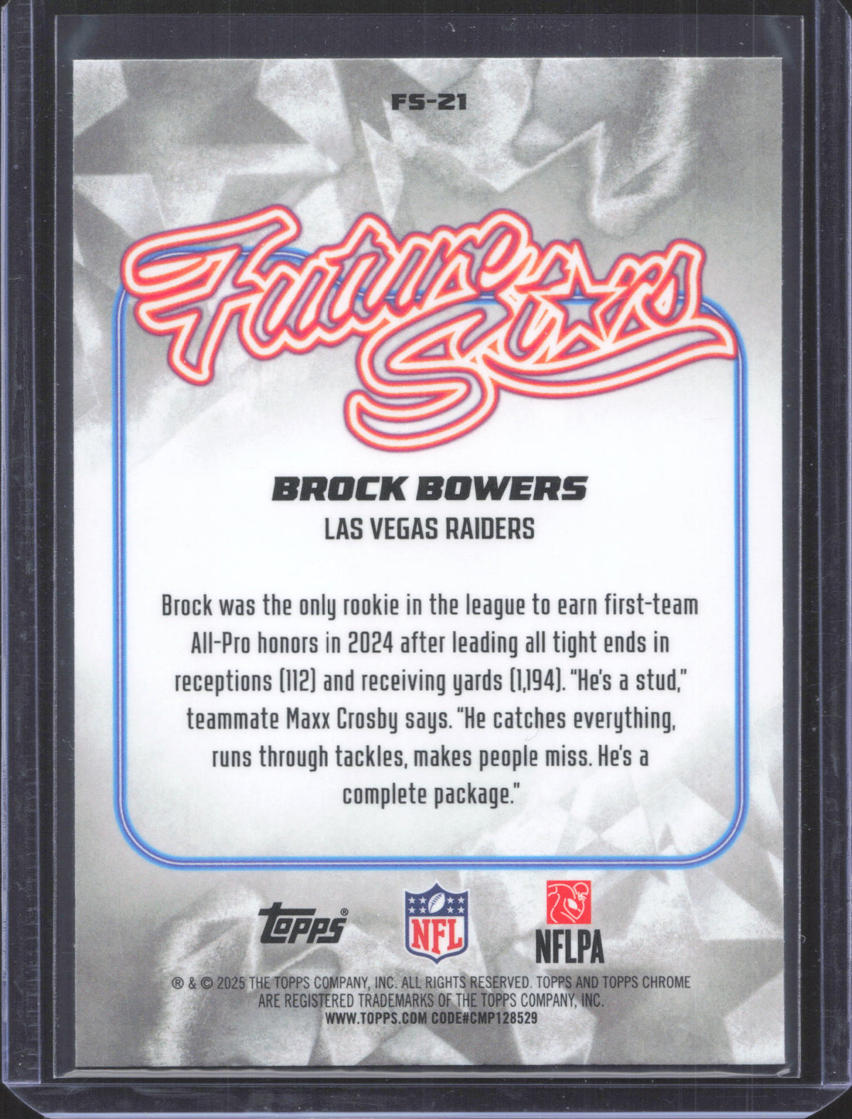 2025 Topps Chrome Brock Bowers #FS-21 Future Stars