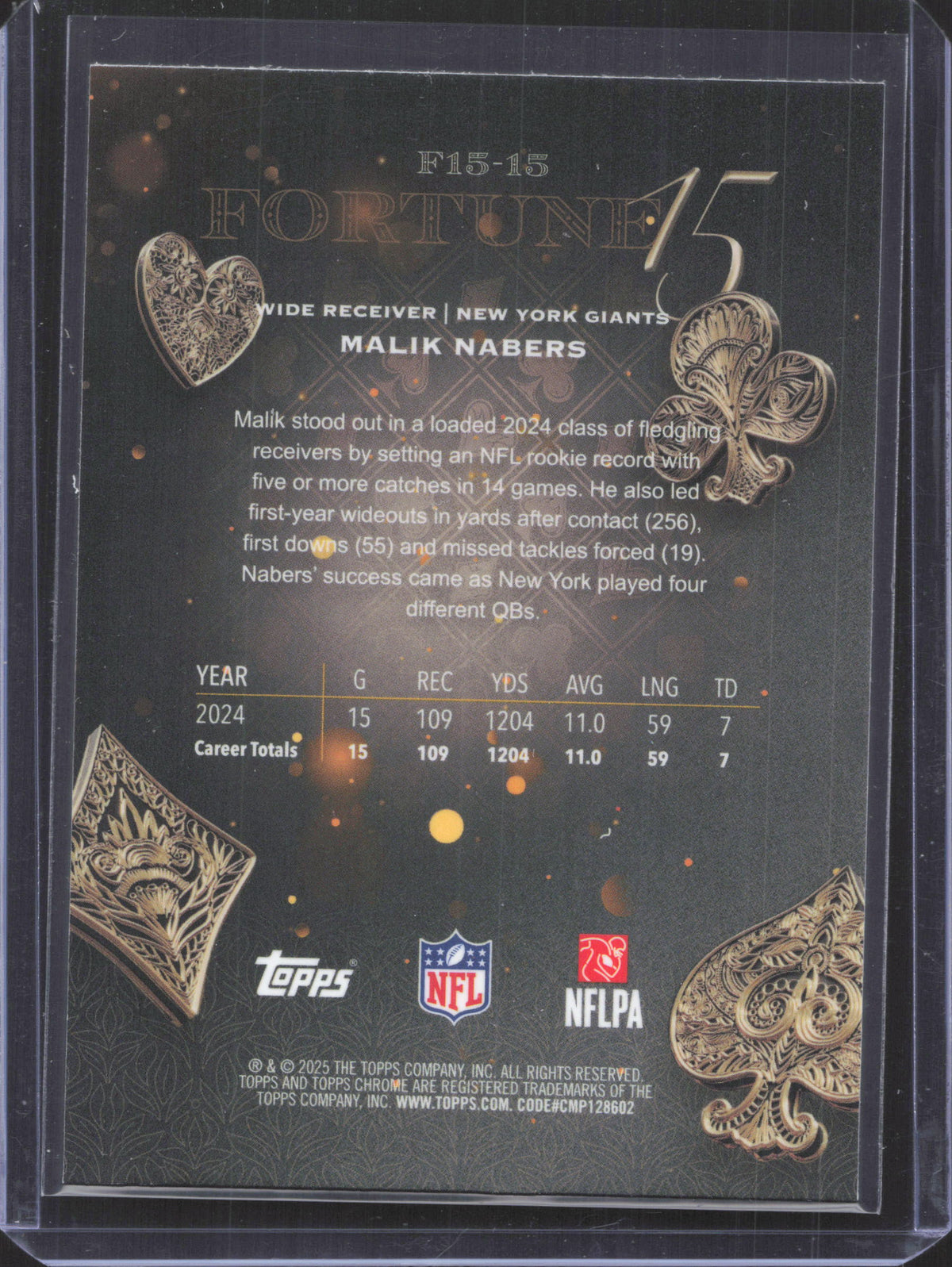 2025 Topps Chrome Malik Nabers #F15-15 Fortune 15