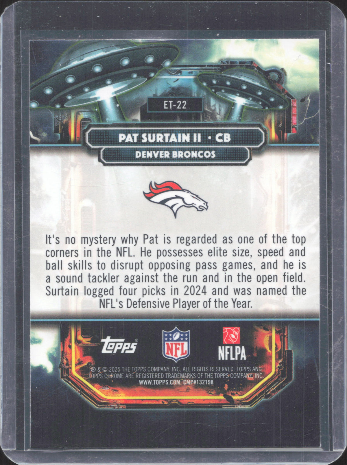 2025 Topps Chrome Cosmic Patrick Surtain II #ET-22 Extraterrestrial Talent