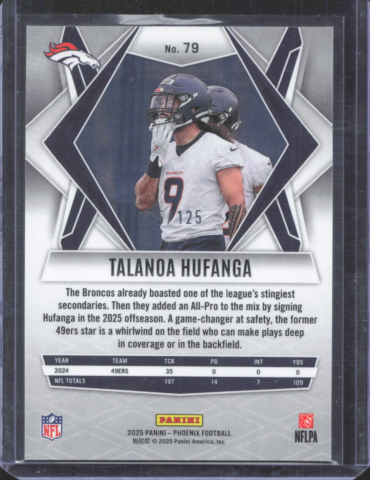 Prizm 2025 Panini Phoenix Talanoa Hufanga #79 Yellow Lava Prizm