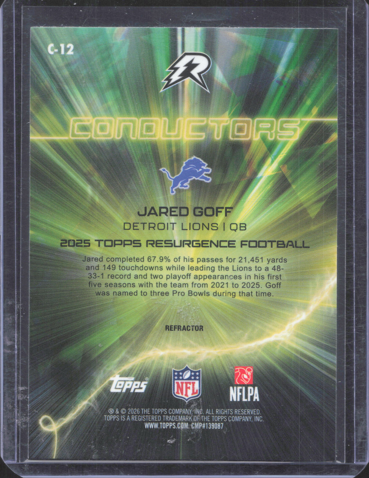 Topps 2025 Topps Resurgence Jared Goff #C-12 Conductors Refractor
