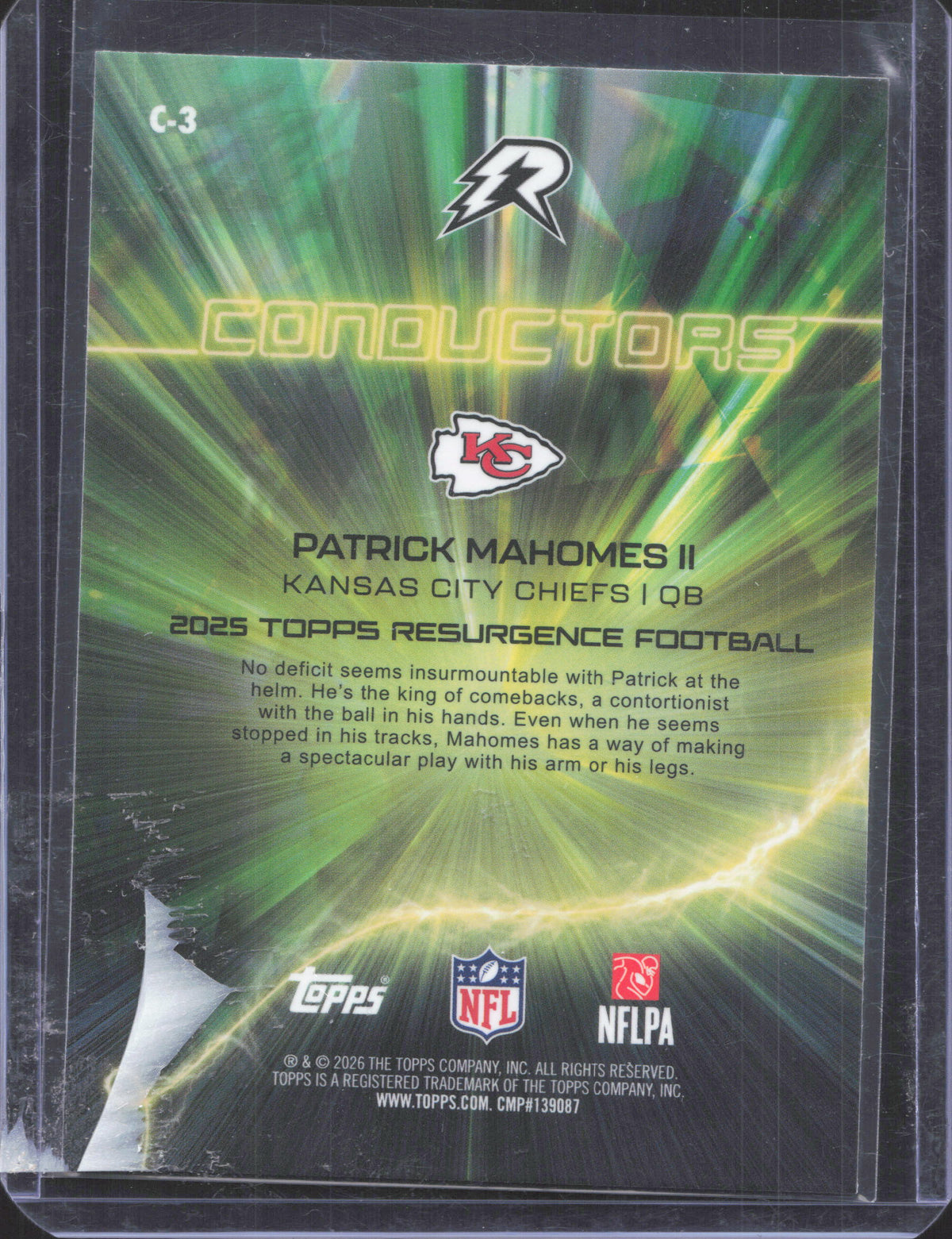 Topps 2025 Topps Resurgence Patrick Mahomes II #C-3 Conductors Refractor