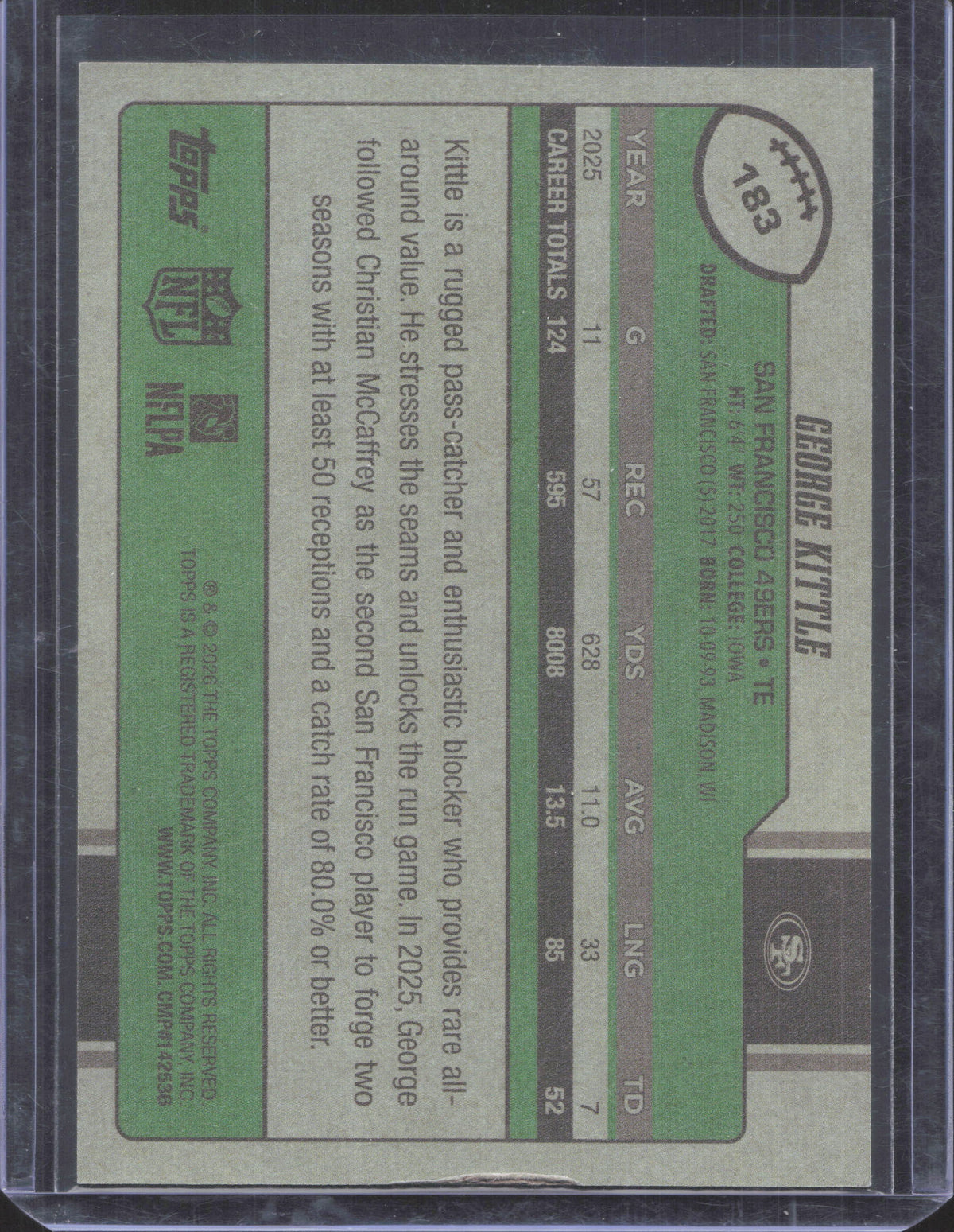 2026 Topps Flagship George Kittle #183 Vintage 32/99