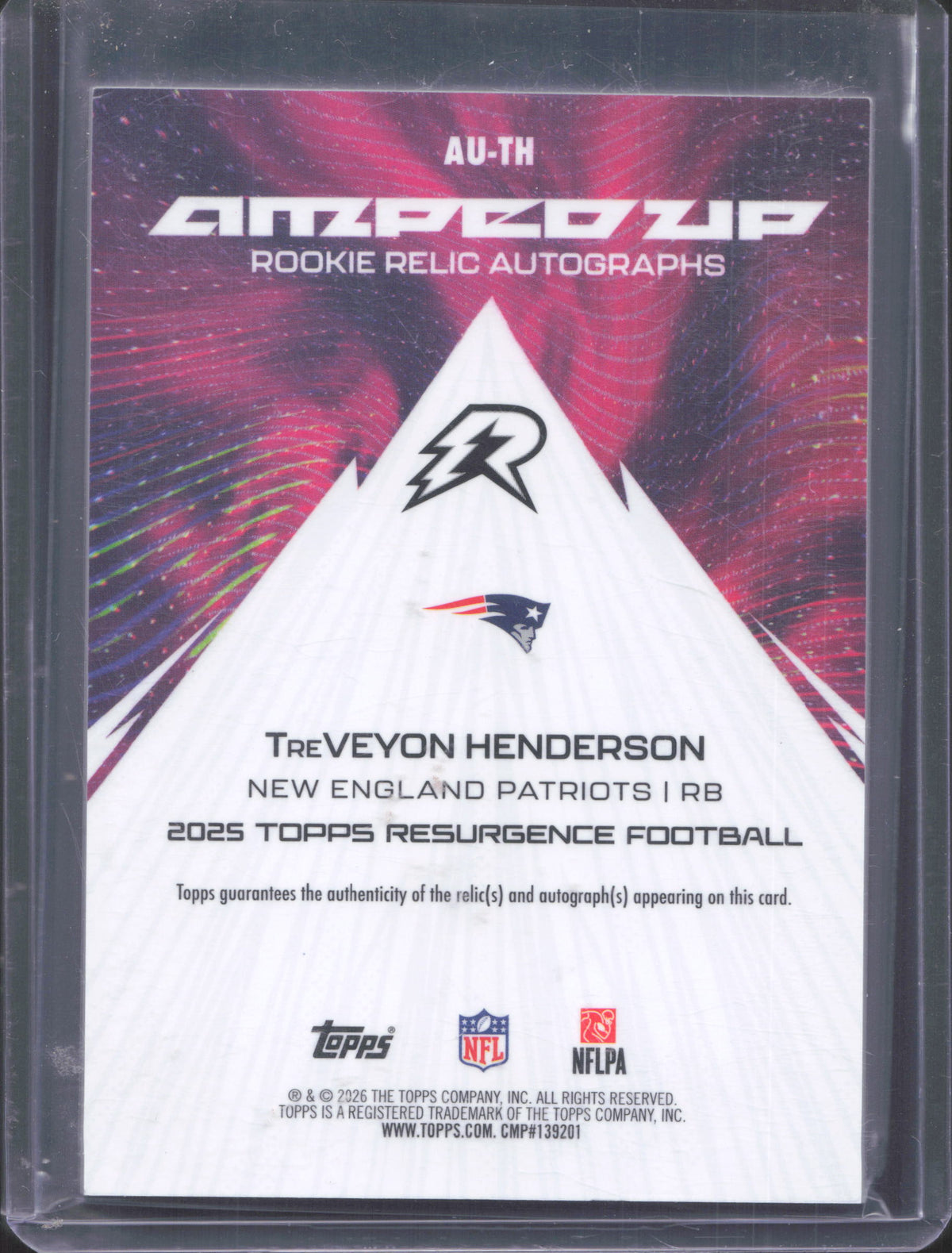 2025 Topps Resurgence TreVeyon Henderson #AU-TH Amped Up Rookie Relic Autographs
