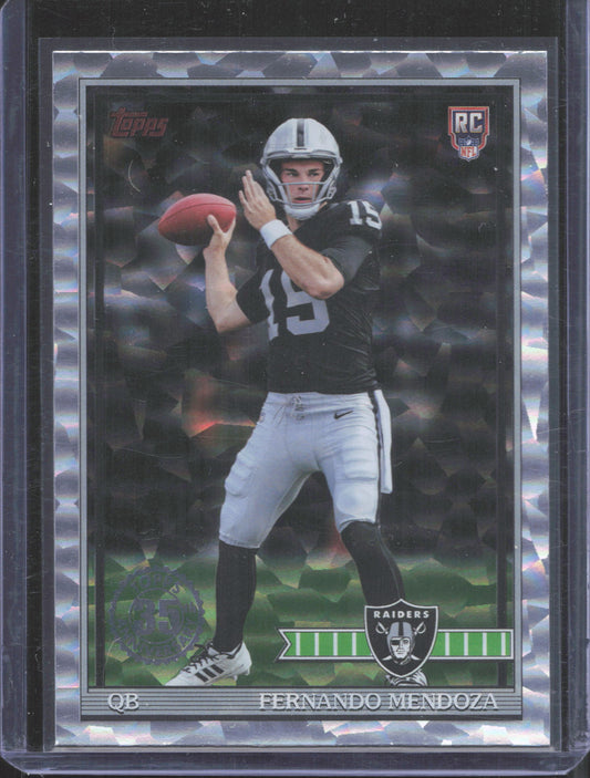 2026 Topps Flagship Fernando Mendoza #91TR-1 Rookies Silver Crackle