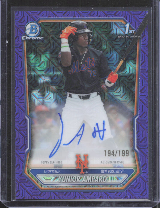 2026 Bowman Chrome Yunior Amparo #CPA-YA Autographs Purple Refractor 194/199
