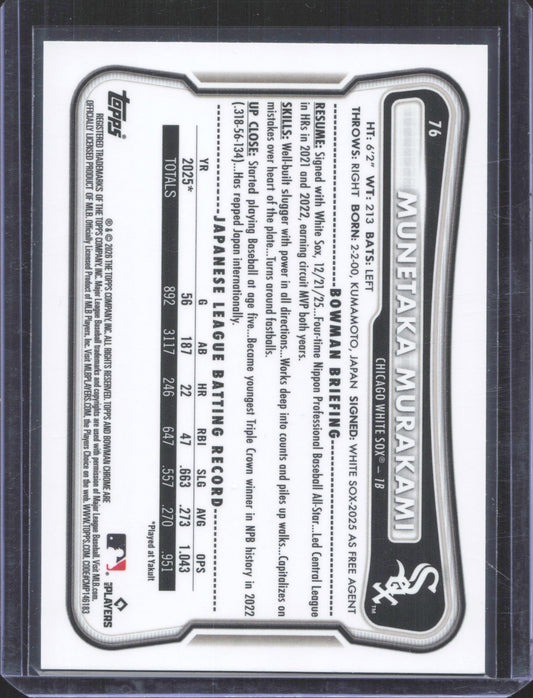 Bowman 2026 Bowman Chrome Munetaka Murakami #76 Mojo Refractor
