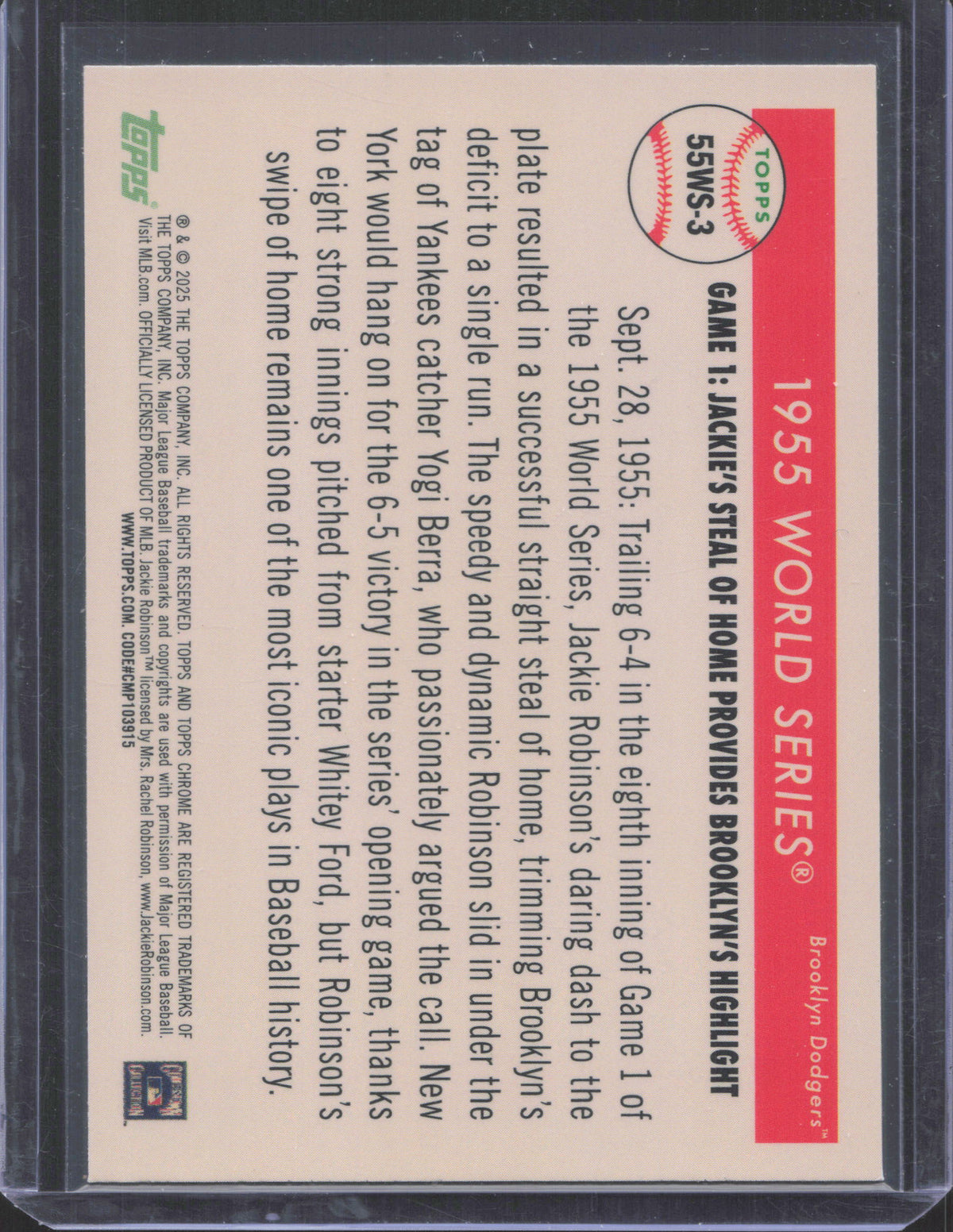 2025 Topps Chrome Platinum Anniversary Jackie Robinson #55WS-3 1955 World Series