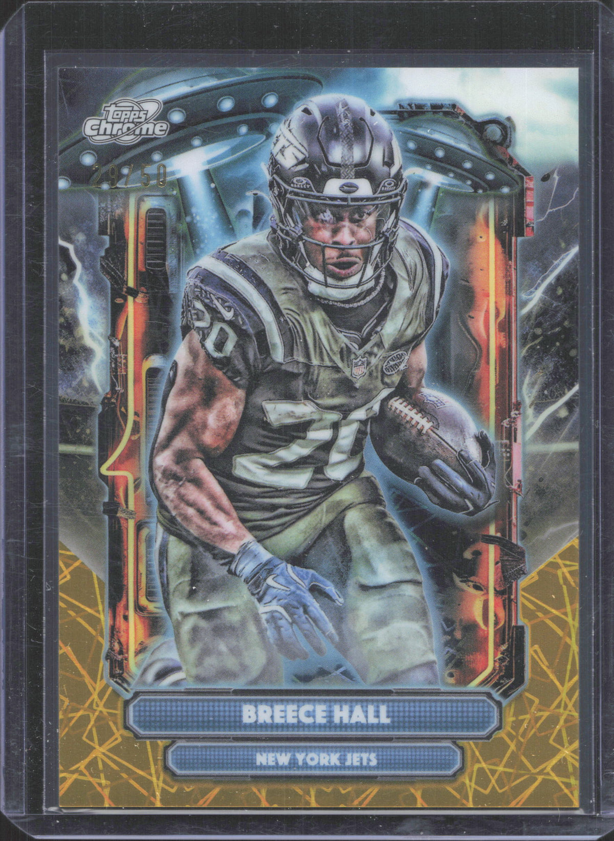 2025 Topps Chrome Cosmic Breece Hall #ET-12 ET Talent Gold Interstellar 29/50