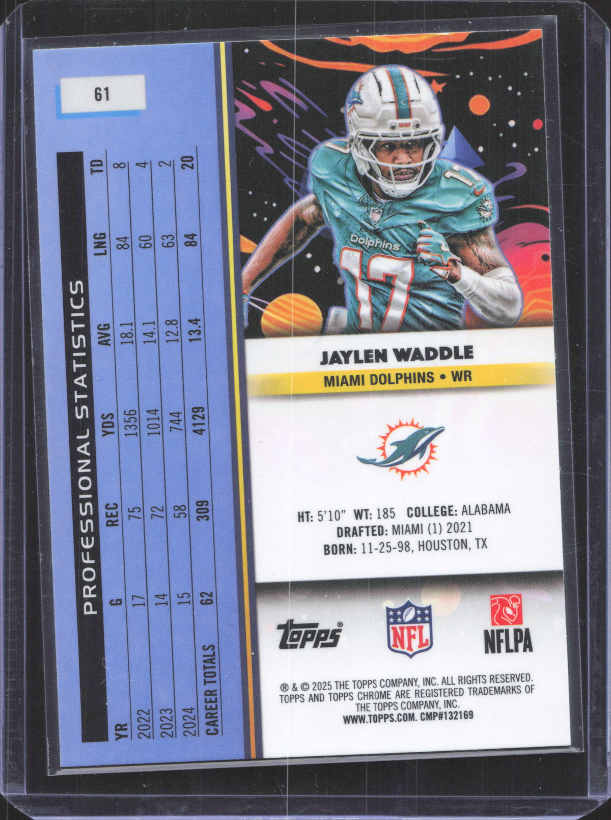 2025 Topps Chrome Cosmic Jaylen Waddle #61 Nucleus Refractor