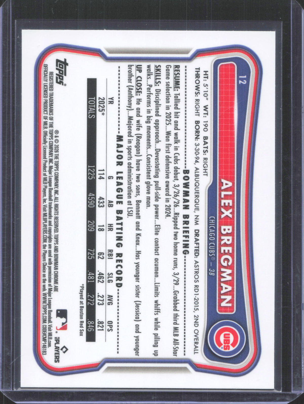 2026 Bowman Chrome Alex Bregman #12